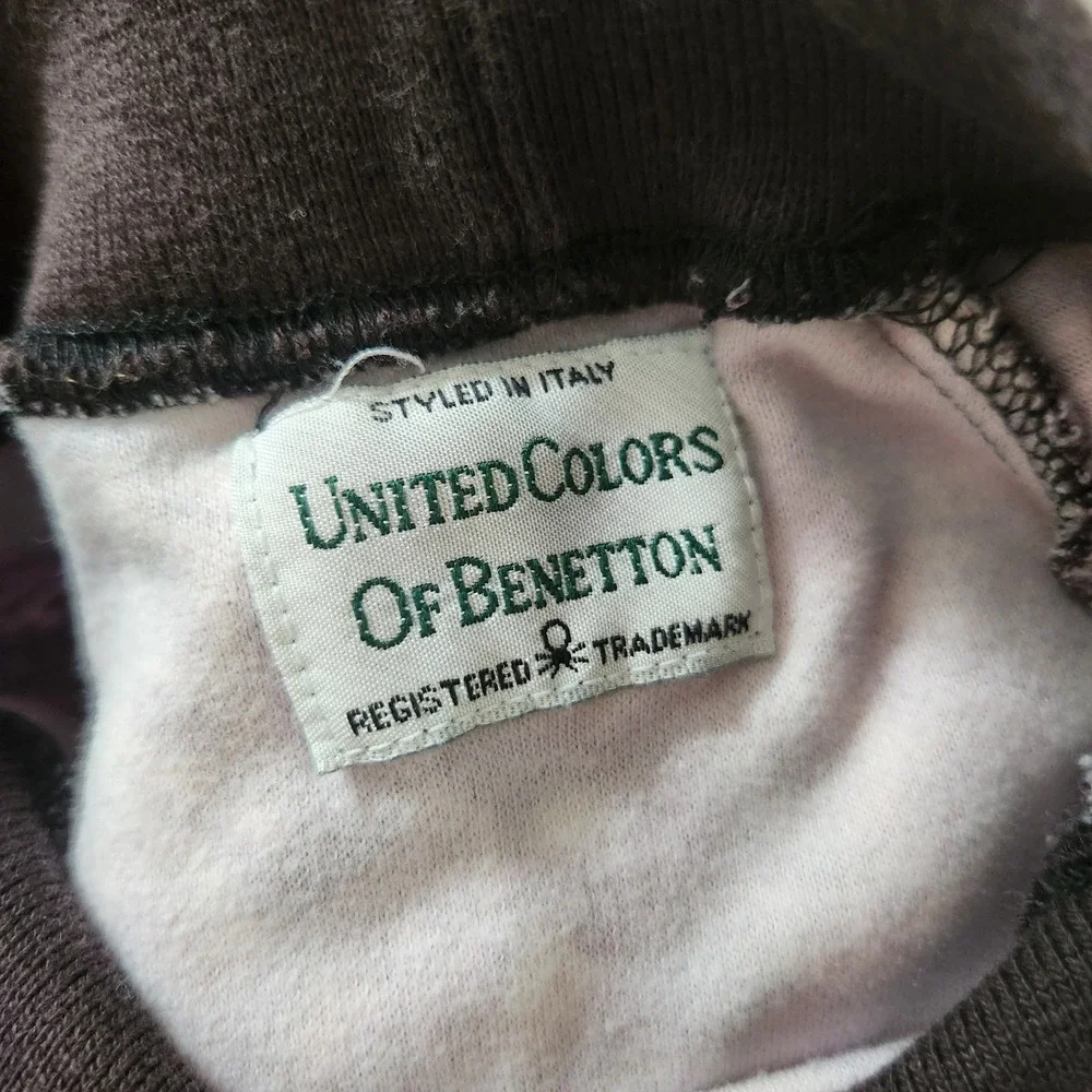 Vintage United Colors of Benetton Mock Neck Graphic‎ Print Cotton Top Womens M - Picture 5 of 7